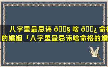 八字里最忌讳 🐧 啥 🌿 命格的婚姻「八字里最忌讳啥命格的婚姻呢」